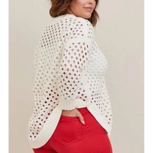 Torrid White Open-Knit Sweater